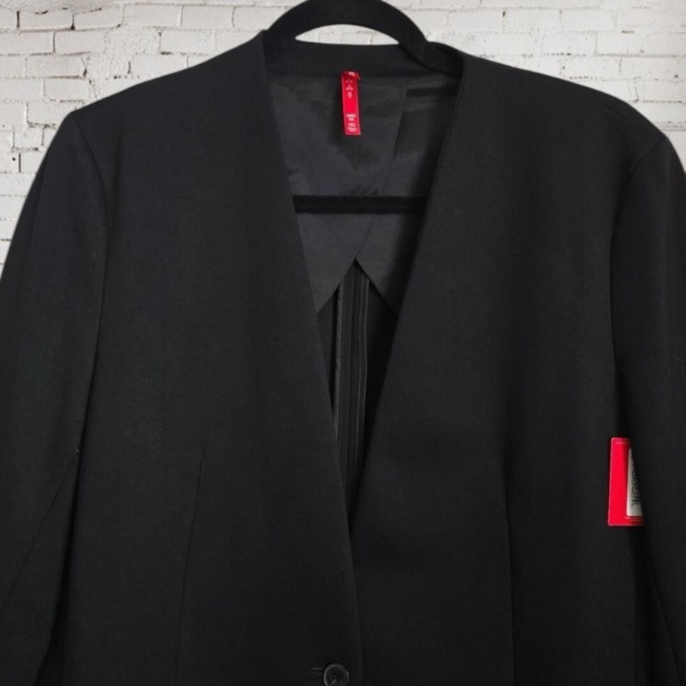 SPANX Ponte Perf Collarless Blazer Single Button Classic Black Oversized L - Picture 8 of 10